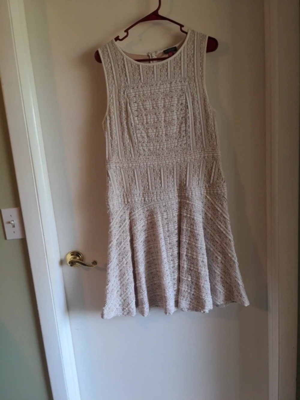 Vince Camuto Ivory Textured Sleeveless Mini Dress